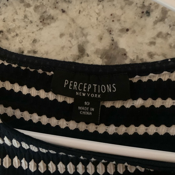 Perceptions Black and White Striped Dress w. Belt - Picture 4 of 5